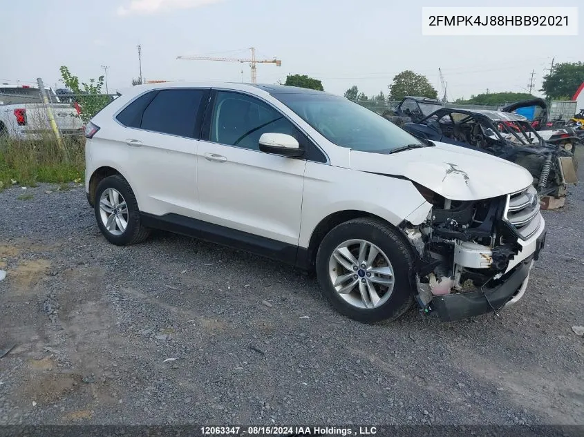 2017 Ford Edge Sel VIN: 2FMPK4J88HBB92021 Lot: 12063347