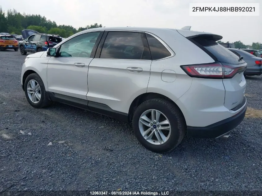 2017 Ford Edge Sel VIN: 2FMPK4J88HBB92021 Lot: 12063347