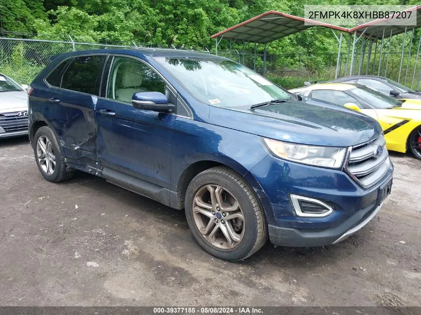 2017 Ford Edge Titanium VIN: 2FMPK4K8XHBB87207 Lot: 39377185