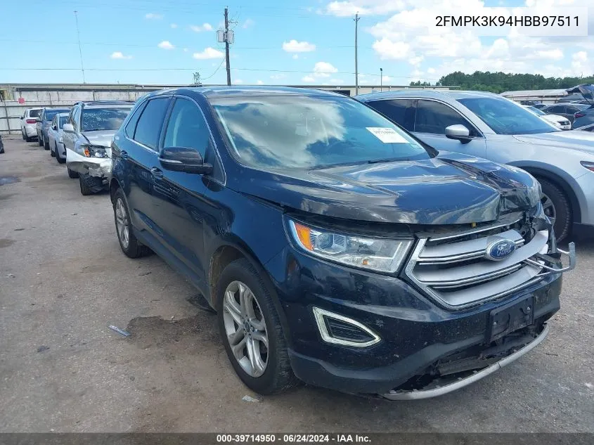 2017 Ford Edge Titanium VIN: 2FMPK3K94HBB97511 Lot: 39714950