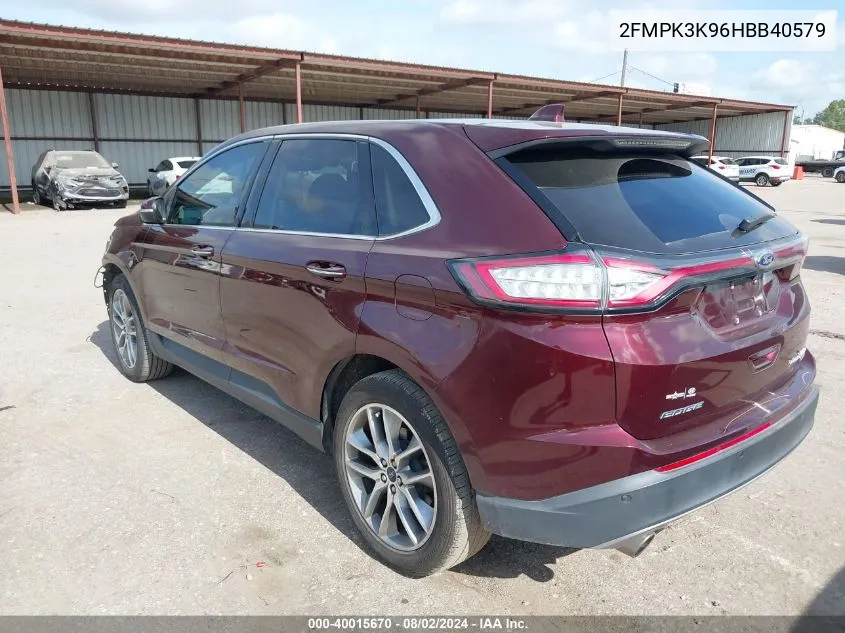 2017 Ford Edge Titanium VIN: 2FMPK3K96HBB40579 Lot: 40015670