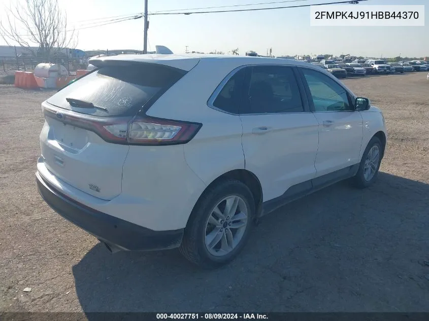 2017 Ford Edge Sel VIN: 2FMPK4J91HBB44370 Lot: 40027751