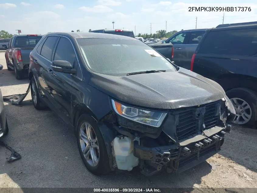 2017 Ford Edge Titanium VIN: 2FMPK3K99HBB17376 Lot: 40035596