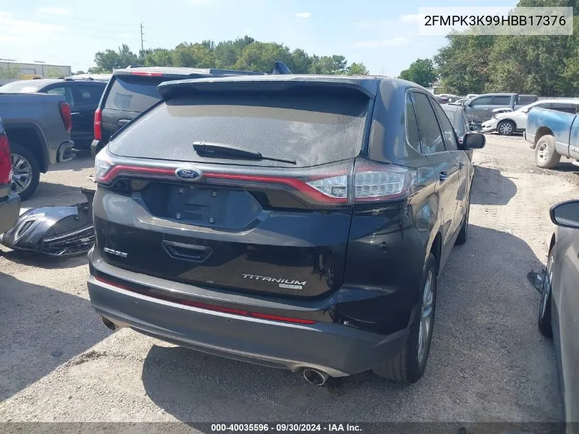 2017 Ford Edge Titanium VIN: 2FMPK3K99HBB17376 Lot: 40035596