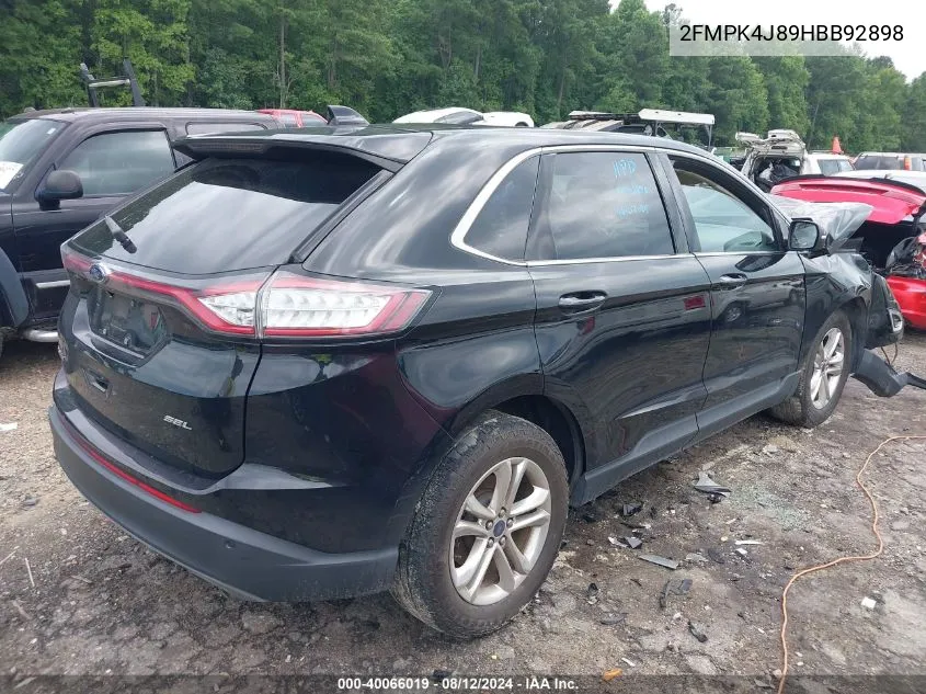 2017 Ford Edge Sel VIN: 2FMPK4J89HBB92898 Lot: 40066019