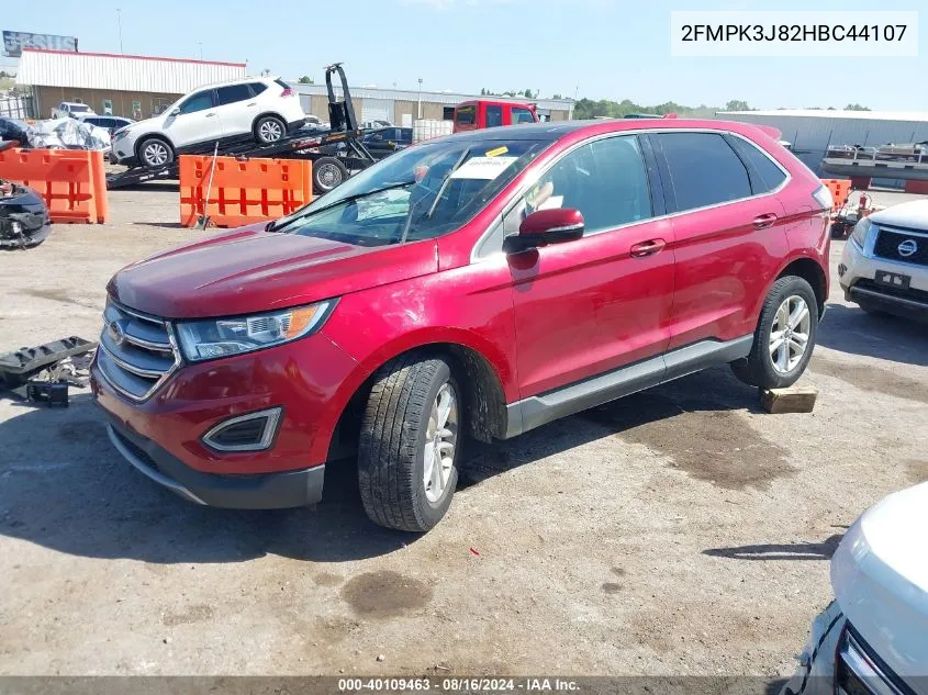 2017 Ford Edge Sel VIN: 2FMPK3J82HBC44107 Lot: 40109463