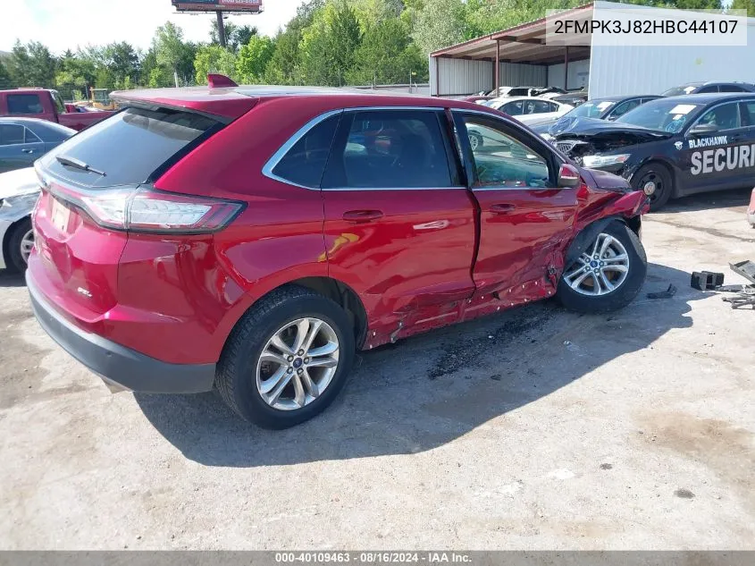 2017 Ford Edge Sel VIN: 2FMPK3J82HBC44107 Lot: 40109463