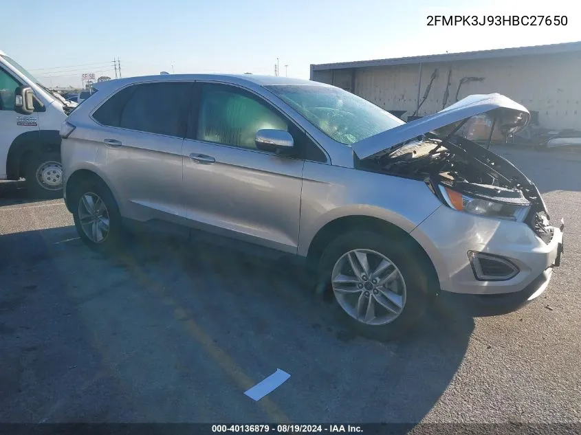 2017 Ford Edge Sel VIN: 2FMPK3J93HBC27650 Lot: 40136879