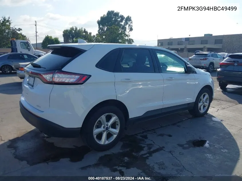 2017 Ford Edge Se VIN: 2FMPK3G94HBC49499 Lot: 40187537