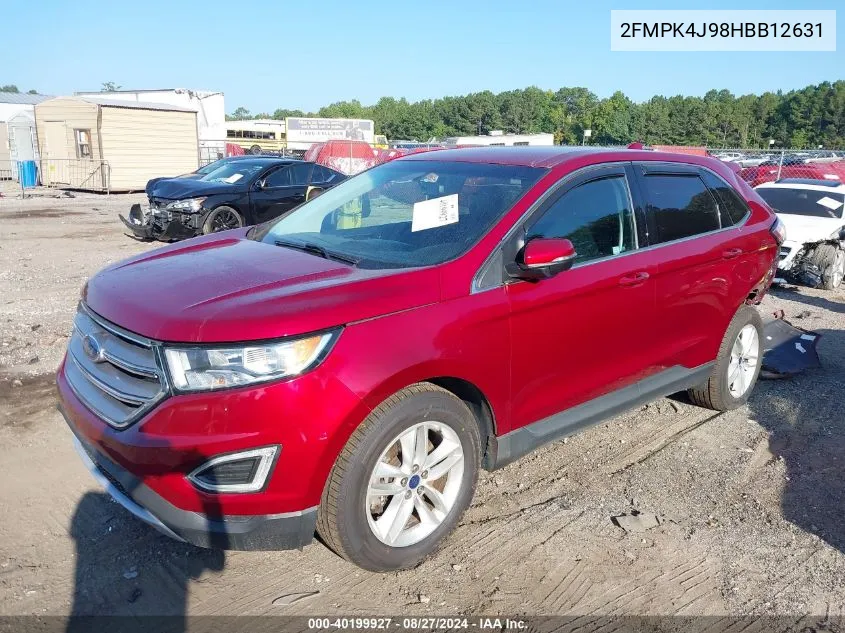 2017 Ford Edge Sel VIN: 2FMPK4J98HBB12631 Lot: 40199927