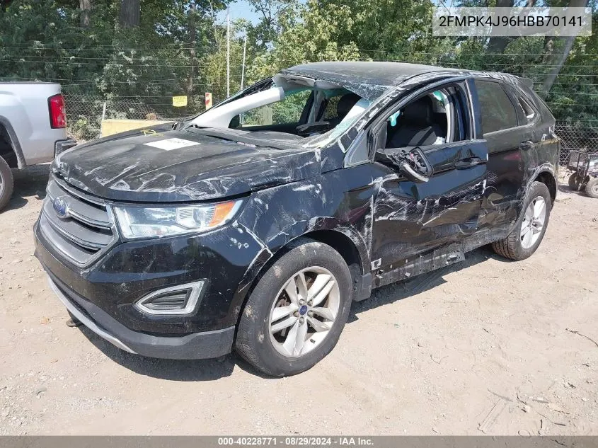 2017 Ford Edge Sel VIN: 2FMPK4J96HBB70141 Lot: 40228771