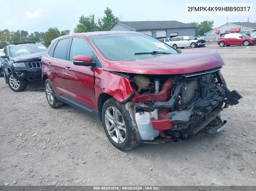 2017 Ford Edge Titanium VIN: 2FMPK4K99HBB90317 Lot: 40241014