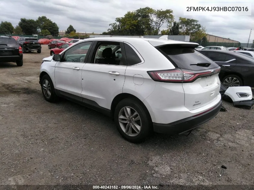 2017 Ford Edge Sel VIN: 2FMPK4J93HBC07016 Lot: 40243152