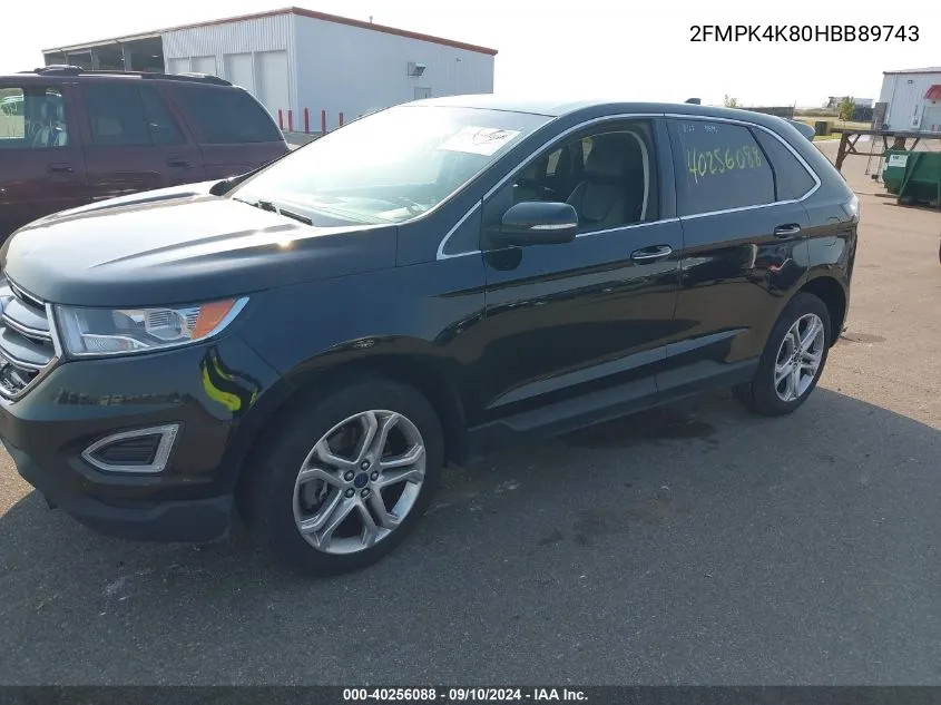 2017 Ford Edge Titanium VIN: 2FMPK4K80HBB89743 Lot: 40256088