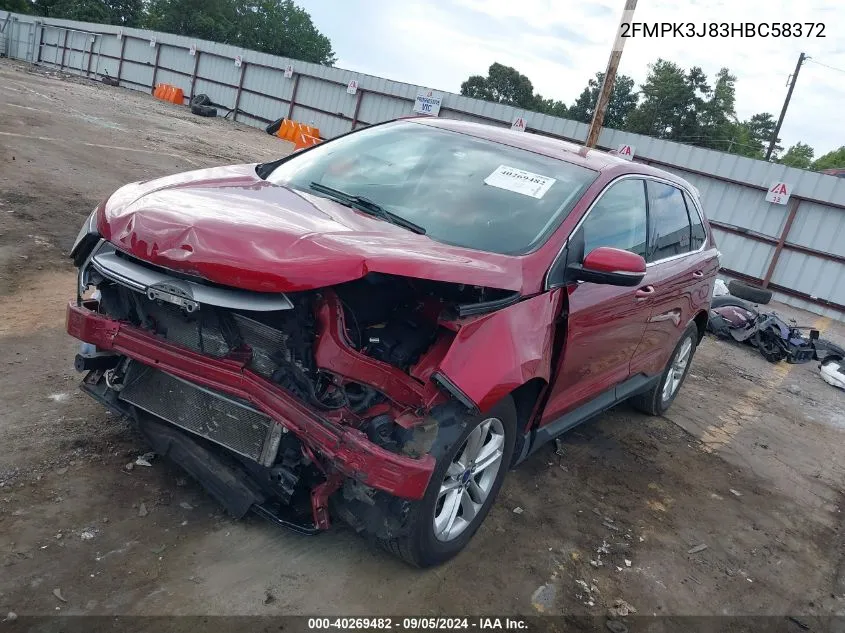 2017 Ford Edge Sel VIN: 2FMPK3J83HBC58372 Lot: 40269482