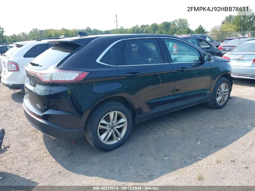 2017 Ford Edge Sel VIN: 2FMPK4J92HBB78611 Lot: 40279374