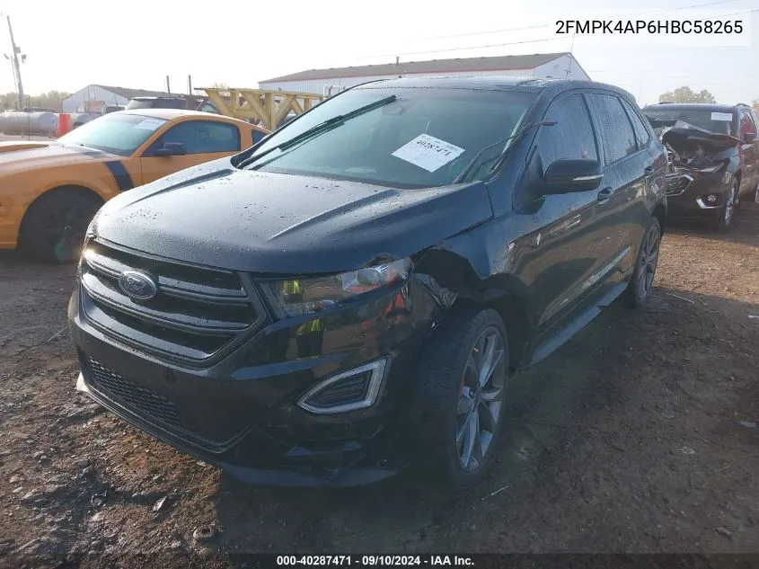 2017 Ford Edge Sport VIN: 2FMPK4AP6HBC58265 Lot: 40287471