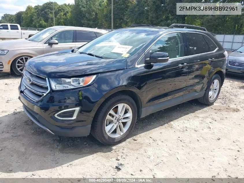 2017 Ford Edge Sel VIN: 2FMPK3J89HBB92961 Lot: 40290487