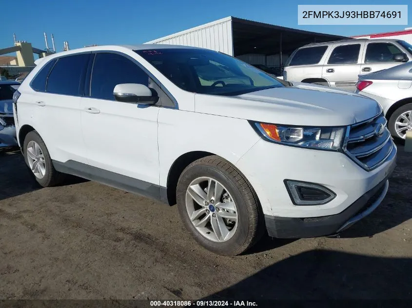 2017 Ford Edge Sel VIN: 2FMPK3J93HBB74691 Lot: 40318086