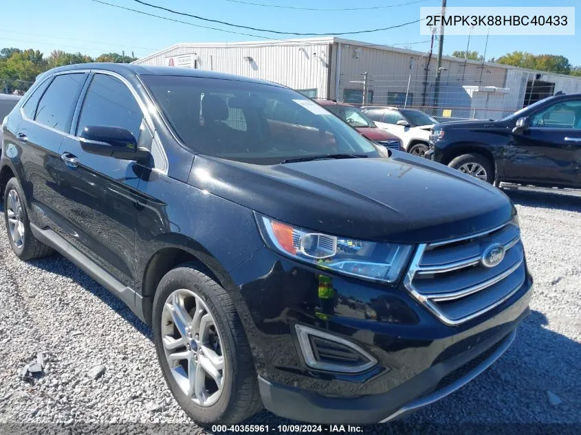 2017 Ford Edge Titanium VIN: 2FMPK3K88HBC40433 Lot: 40355961