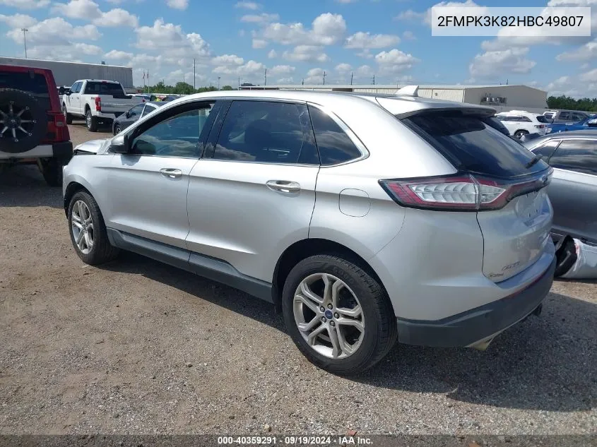 2017 Ford Edge Titanium VIN: 2FMPK3K82HBC49807 Lot: 40359291