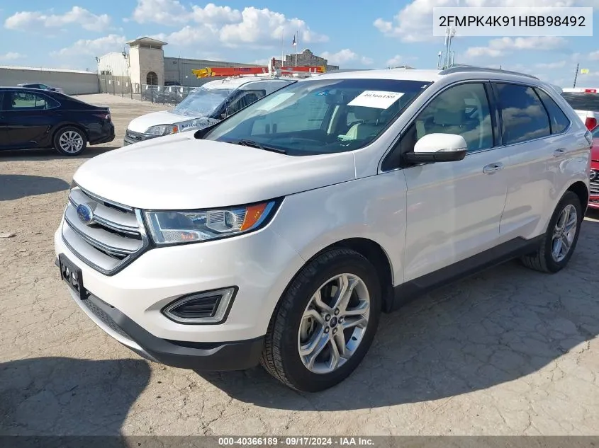 2017 Ford Edge Titanium VIN: 2FMPK4K91HBB98492 Lot: 40366189