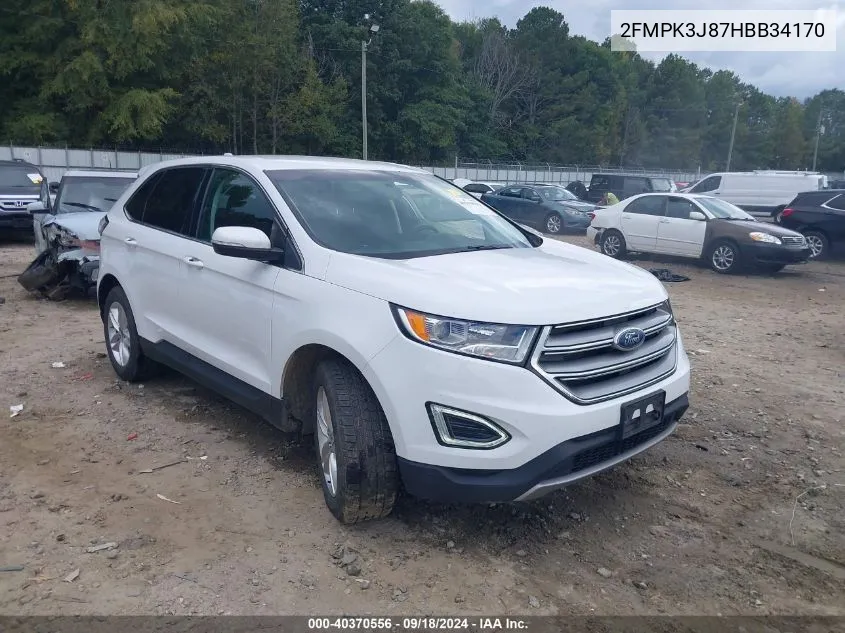 2017 Ford Edge Sel VIN: 2FMPK3J87HBB34170 Lot: 40370556