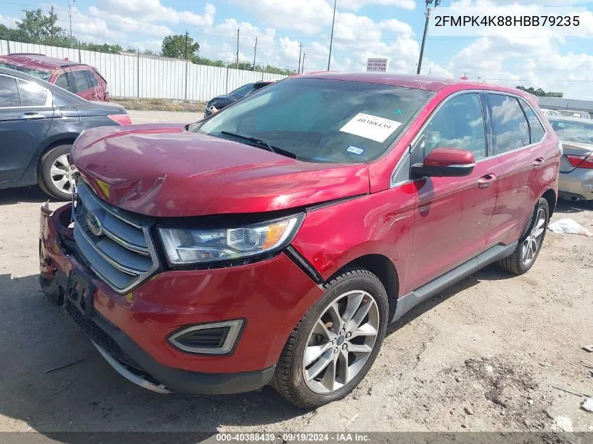 2017 Ford Edge Titanium VIN: 2FMPK4K88HBB79235 Lot: 40388439