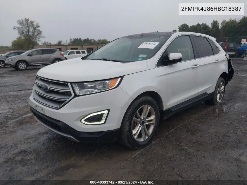 2017 Ford Edge Sel VIN: 2FMPK4J86HBC18387 Lot: 40393742