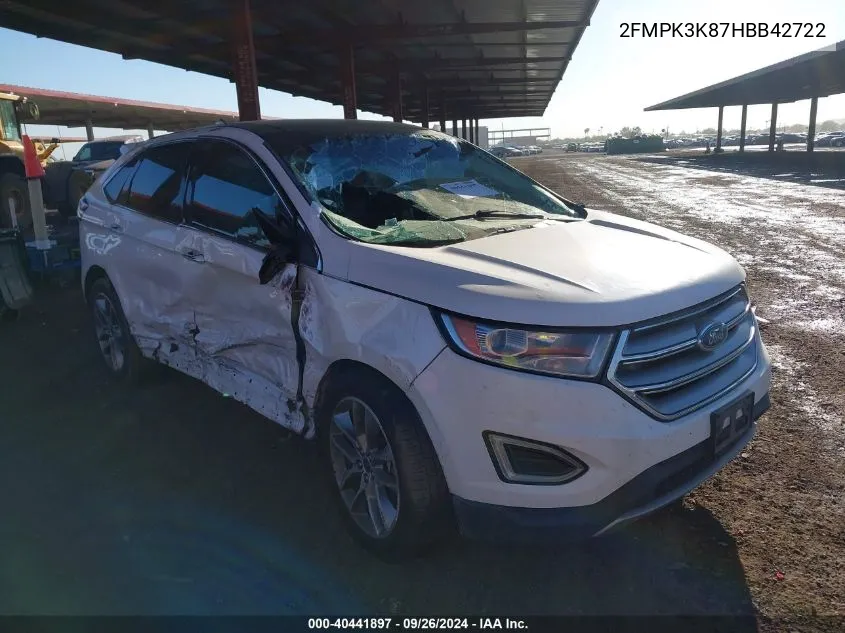 2017 Ford Edge Titanium VIN: 2FMPK3K87HBB42722 Lot: 40441897