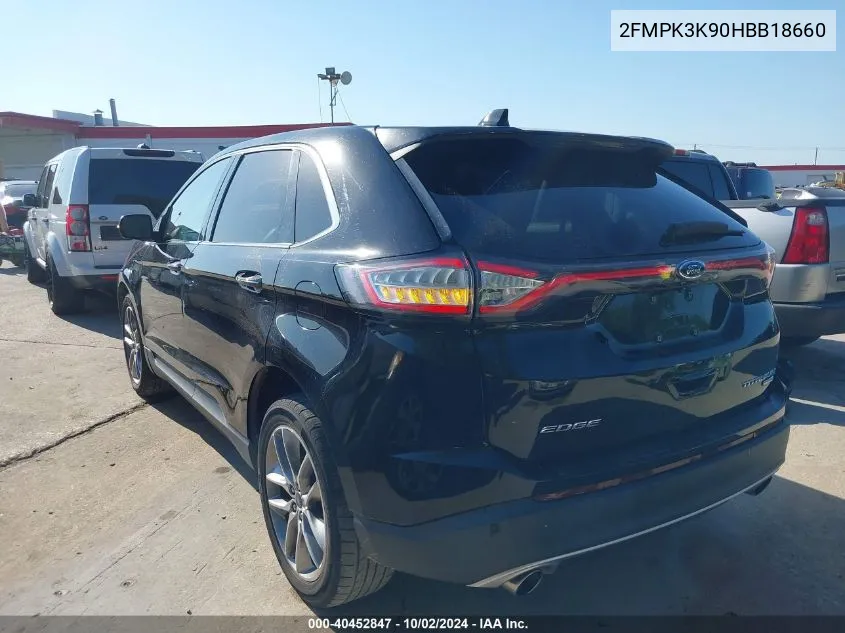 2017 Ford Edge Titanium VIN: 2FMPK3K90HBB18660 Lot: 40452847