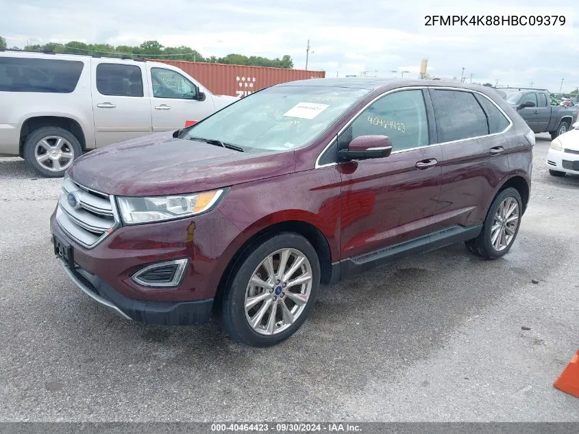 2017 Ford Edge Titanium VIN: 2FMPK4K88HBC09379 Lot: 40464423