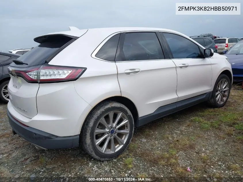 2017 Ford Edge Titanium VIN: 2FMPK3K82HBB50971 Lot: 40470853