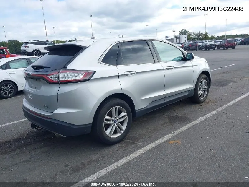 2017 Ford Edge Sel VIN: 2FMPK4J99HBC22488 Lot: 40478858