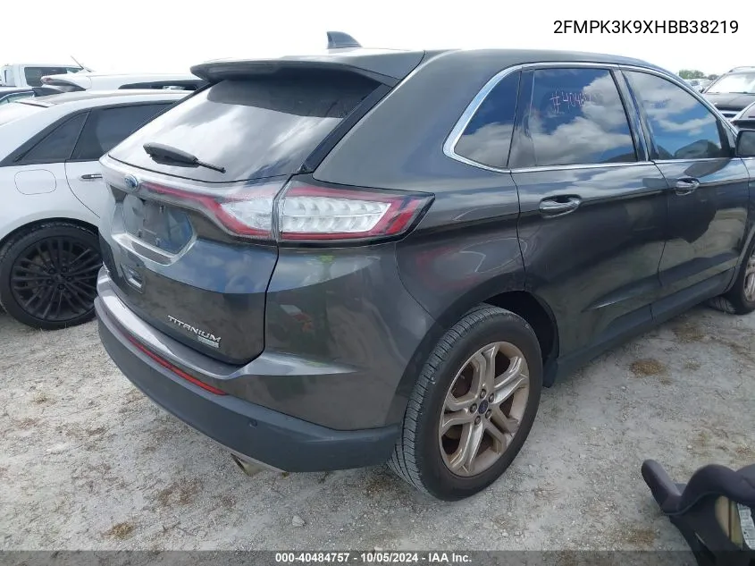 2017 Ford Edge Titanium VIN: 2FMPK3K9XHBB38219 Lot: 40484757