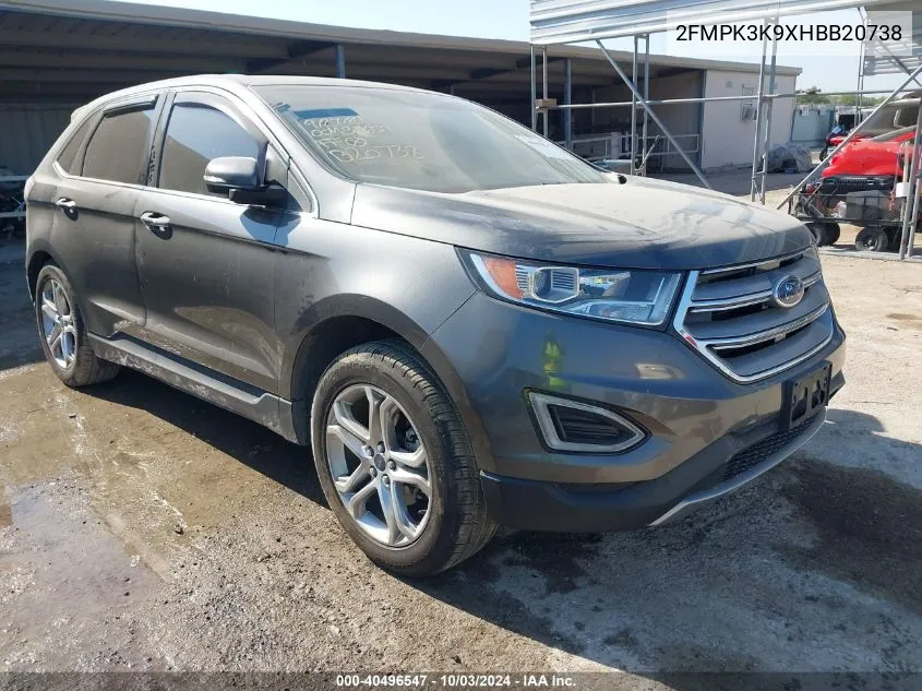 2017 Ford Edge Titanium VIN: 2FMPK3K9XHBB20738 Lot: 40496547