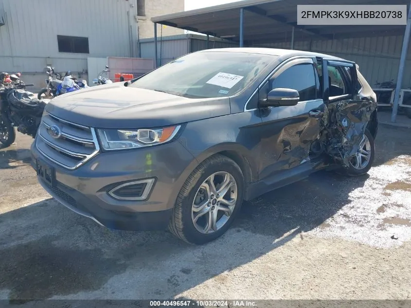 2017 Ford Edge Titanium VIN: 2FMPK3K9XHBB20738 Lot: 40496547