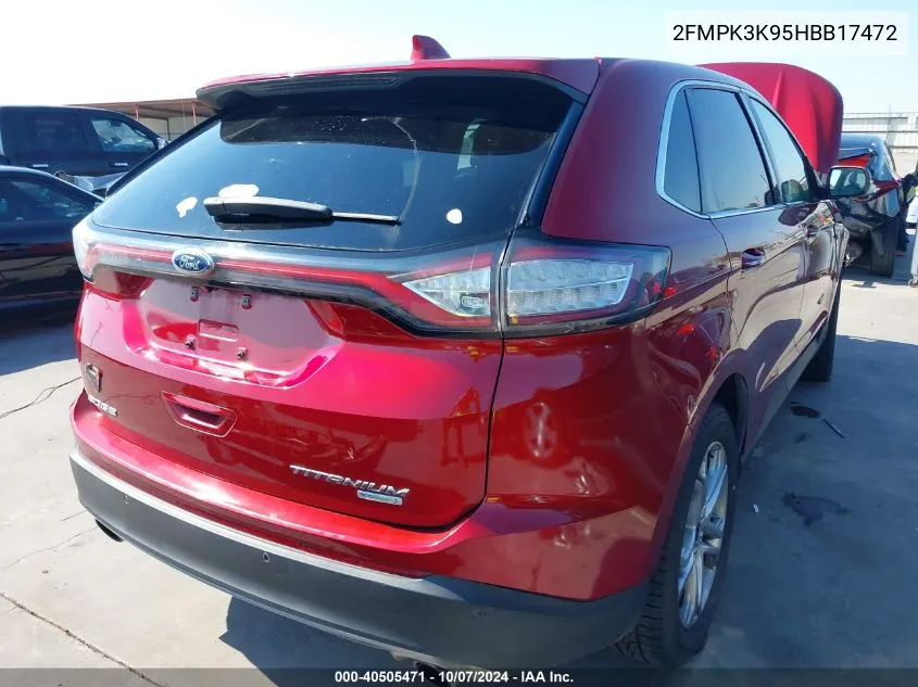 2017 Ford Edge Titanium VIN: 2FMPK3K95HBB17472 Lot: 40505471