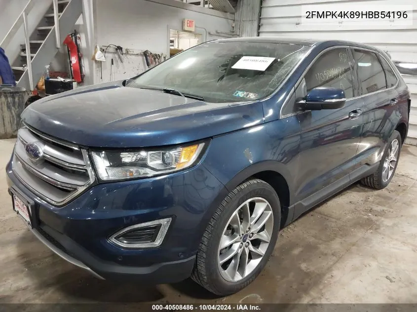 2017 Ford Edge Titanium VIN: 2FMPK4K89HBB54196 Lot: 40508486