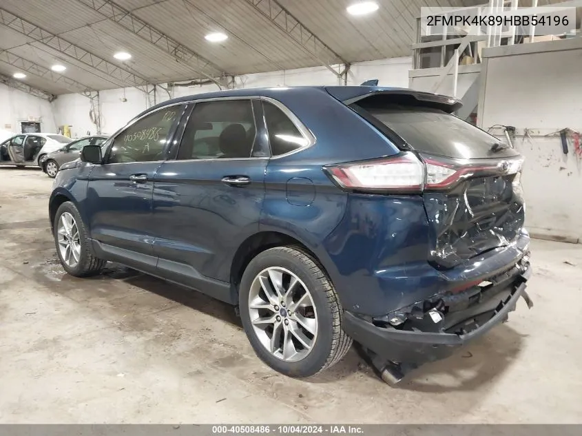 2017 Ford Edge Titanium VIN: 2FMPK4K89HBB54196 Lot: 40508486