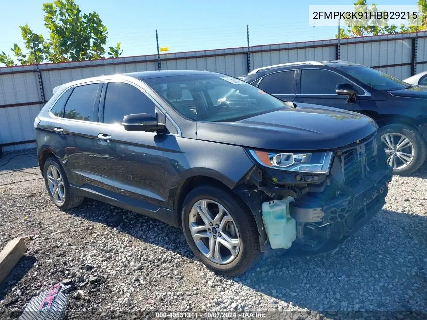 2017 Ford Edge Titanium VIN: 2FMPK3K91HBB29215 Lot: 40531311