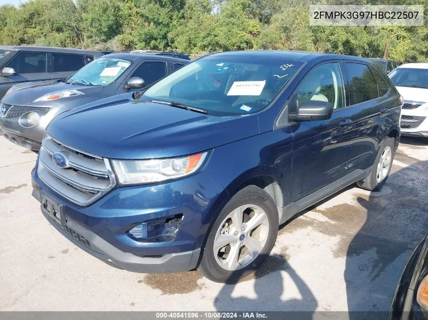 2017 Ford Edge Se VIN: 2FMPK3G97HBC22507 Lot: 40541596