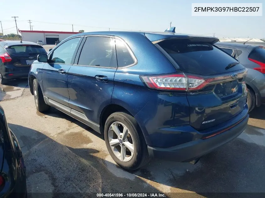 2017 Ford Edge Se VIN: 2FMPK3G97HBC22507 Lot: 40541596