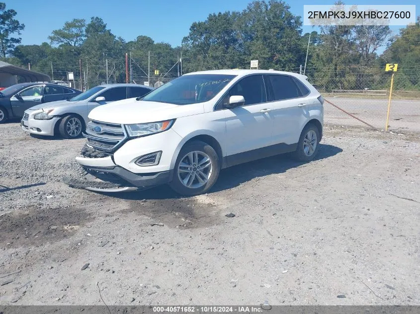 2017 Ford Edge Sel VIN: 2FMPK3J9XHBC27600 Lot: 40571652