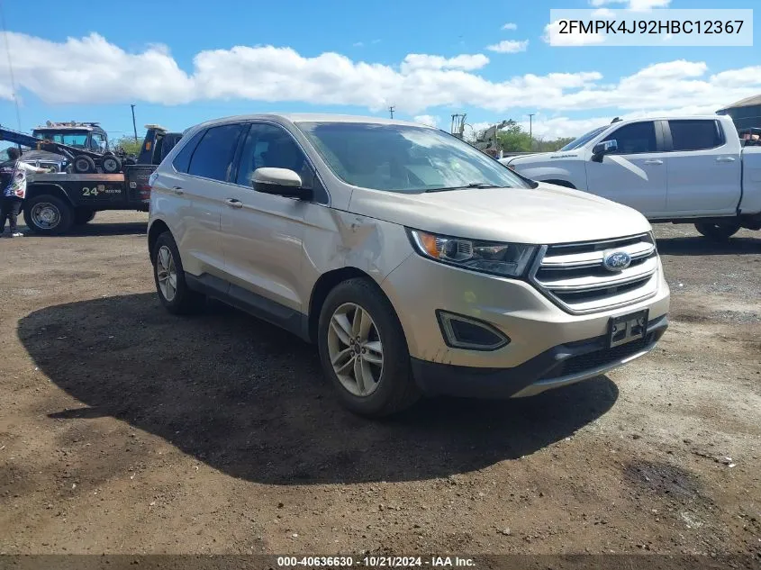 2017 Ford Edge Sel VIN: 2FMPK4J92HBC12367 Lot: 40636630