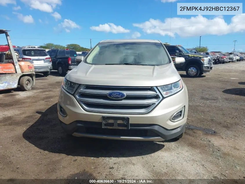 2017 Ford Edge Sel VIN: 2FMPK4J92HBC12367 Lot: 40636630