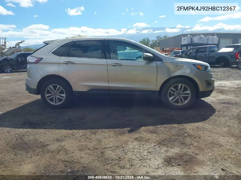 2017 Ford Edge Sel VIN: 2FMPK4J92HBC12367 Lot: 40636630