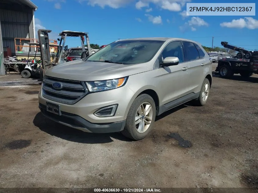 2017 Ford Edge Sel VIN: 2FMPK4J92HBC12367 Lot: 40636630