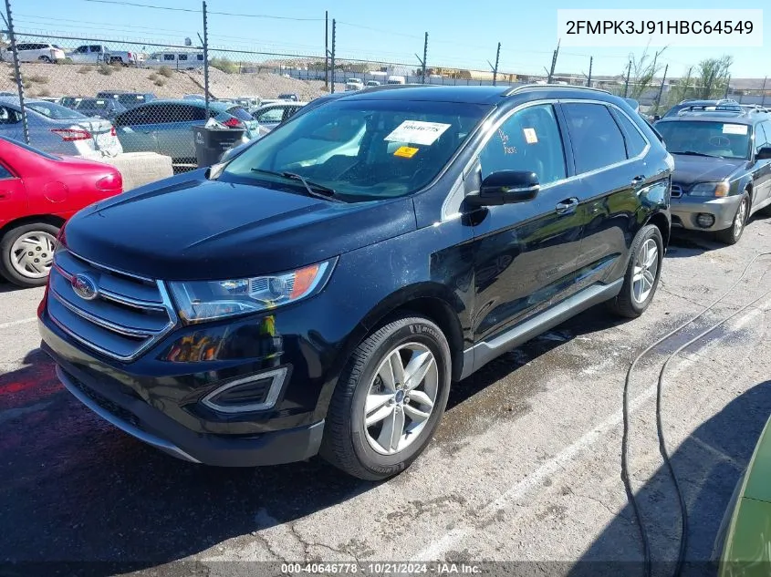 2017 Ford Edge Sel VIN: 2FMPK3J91HBC64549 Lot: 40646778