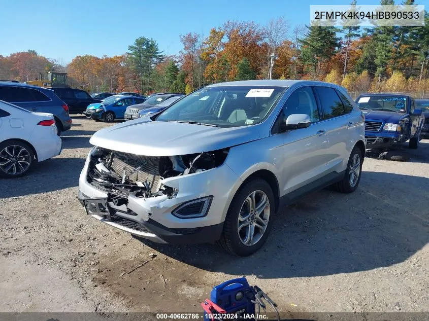 2017 Ford Edge Titanium VIN: 2FMPK4K94HBB90533 Lot: 40662786